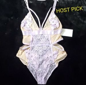 French Affair lavendar/nude teddy/bodysuit